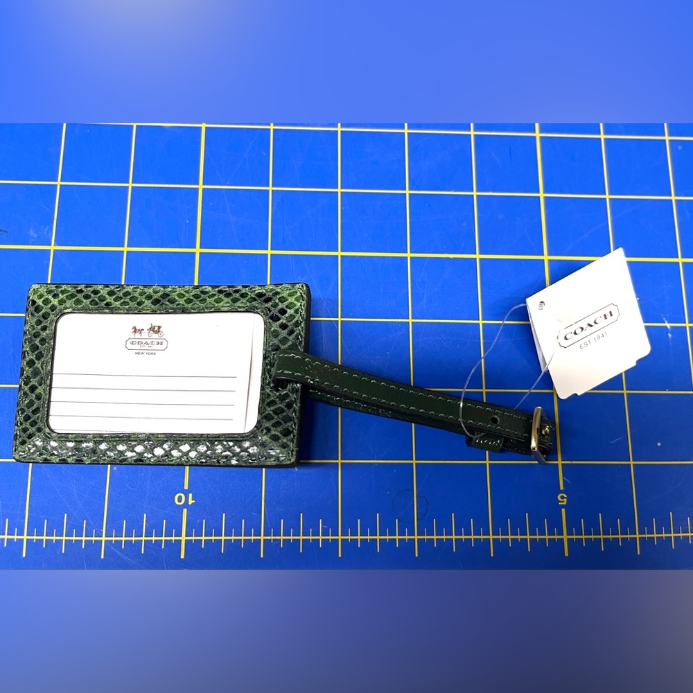 Coach Green Snakeskin Luggage Tag with Tag